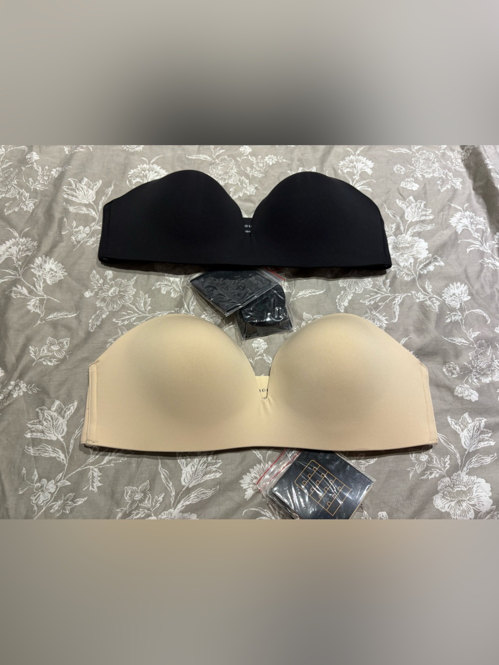 NWT Underoutfit black nude strapless bra 2pcs